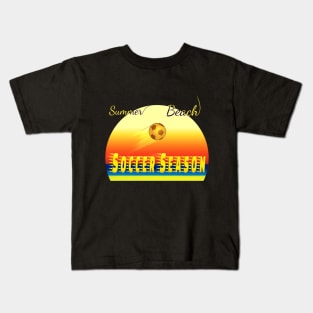 Summer beach soccer season design Kids T-Shirt